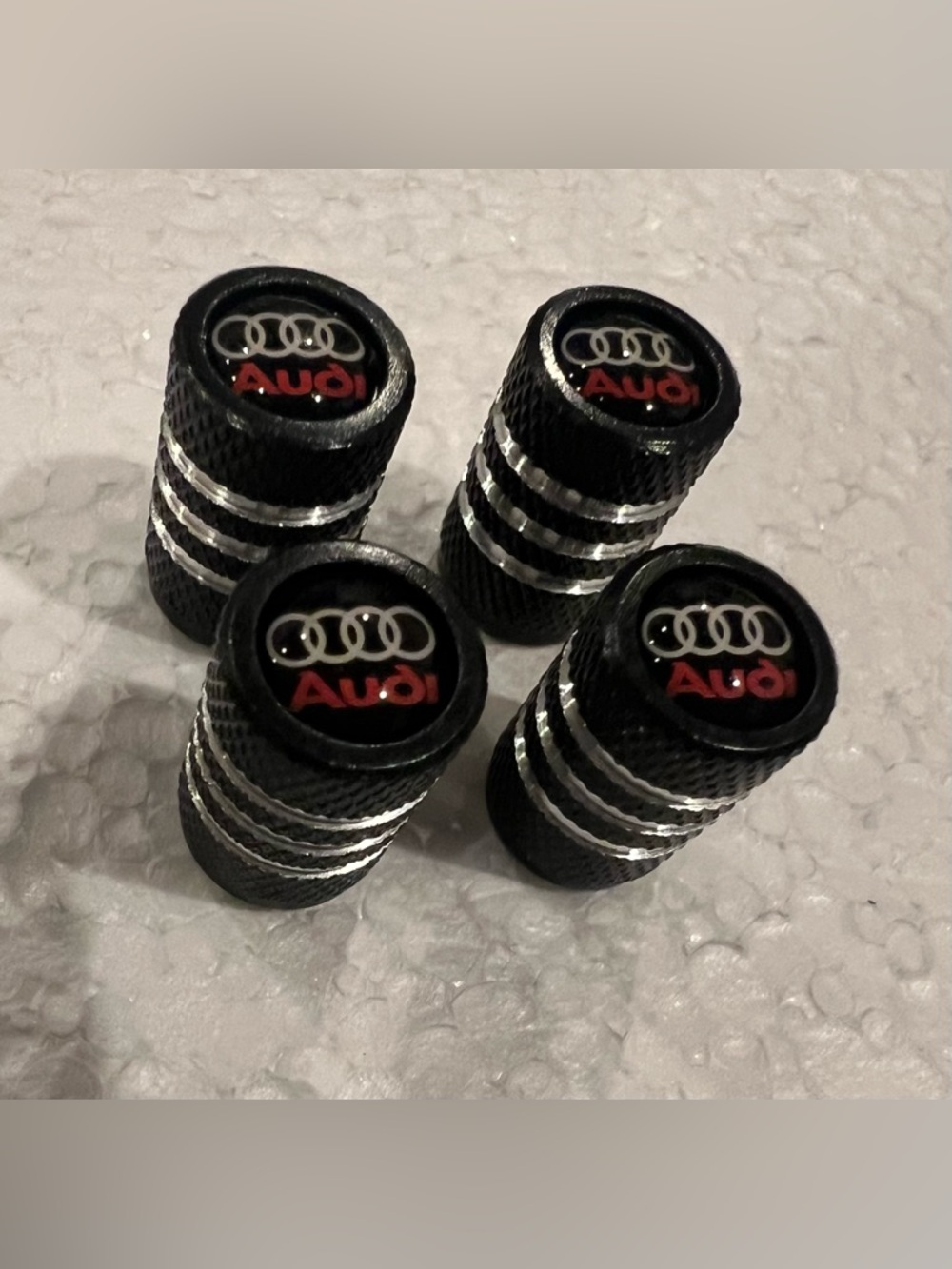 AUDI Black & Silver Tire Valve Stem Caps